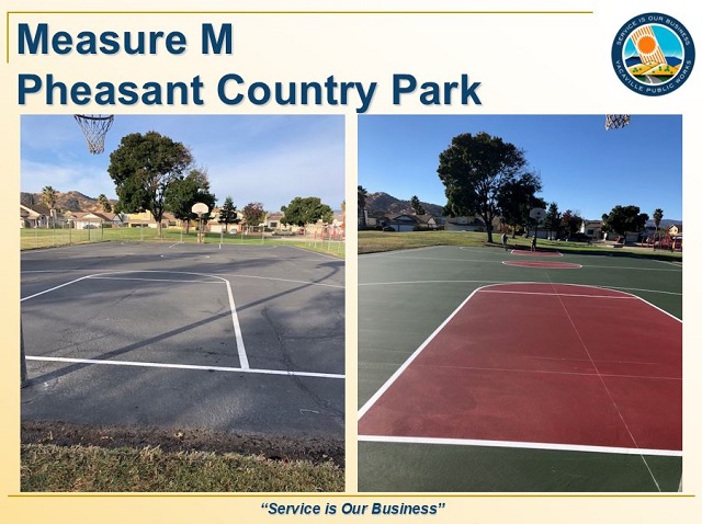 Basketball courts at Pheasant Country Park before and after resurfacing