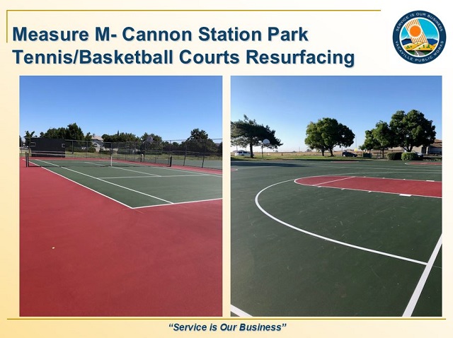 Cannon Station Tennis and Basketball Courts after resurfacing with even playing surfaces