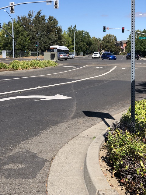 New boundary lines and traffic arrows are the result of the 18-19 Street Striping project