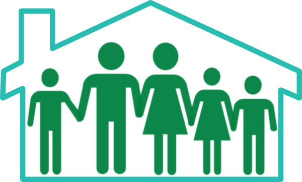 Clipart of family inside of a house