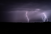 Dark cloudy sky with lightning