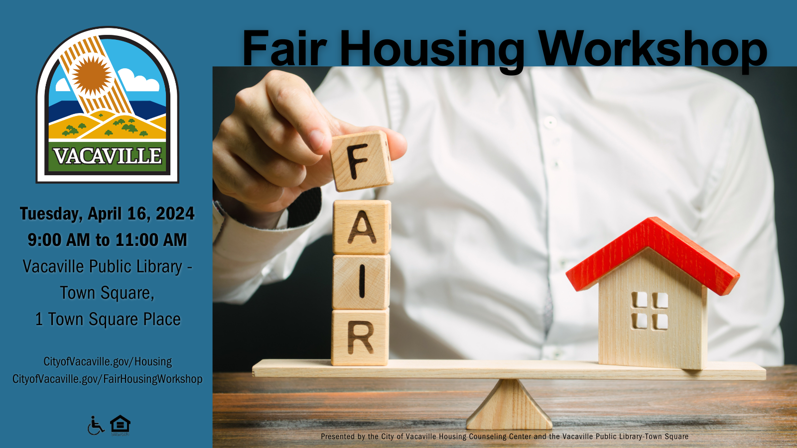 April 16 Fair Housing Workshop, 2024 Fair Housing, fair housing workshop,