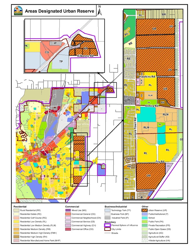 Map showing ares of Vacaville for urban reserve